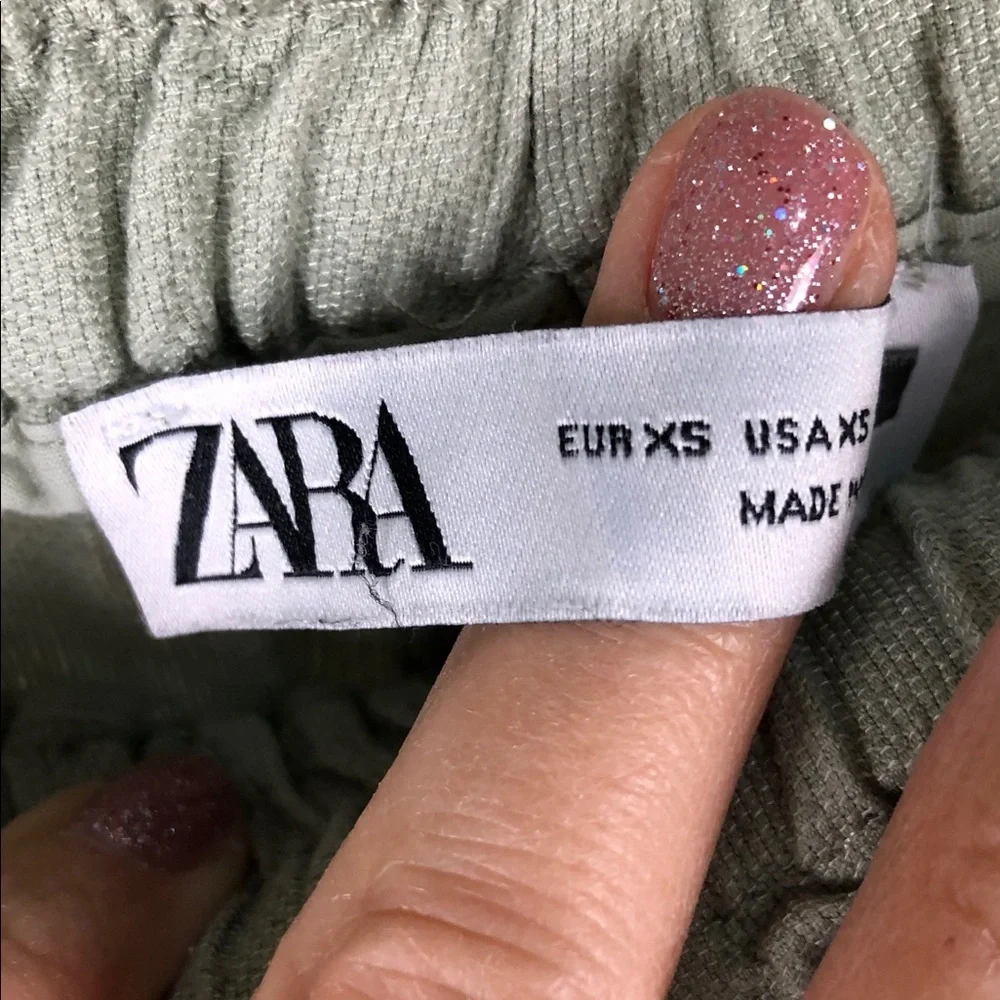 Zara Sage Green Drawstring Jogger Pants Sz XS (B5)